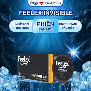 Bao cao su Feelex  Invi siêu mỏng, kéo dài thời gian, gân gai, nhiều gel bôi trơn - Hộp 10 chiếc