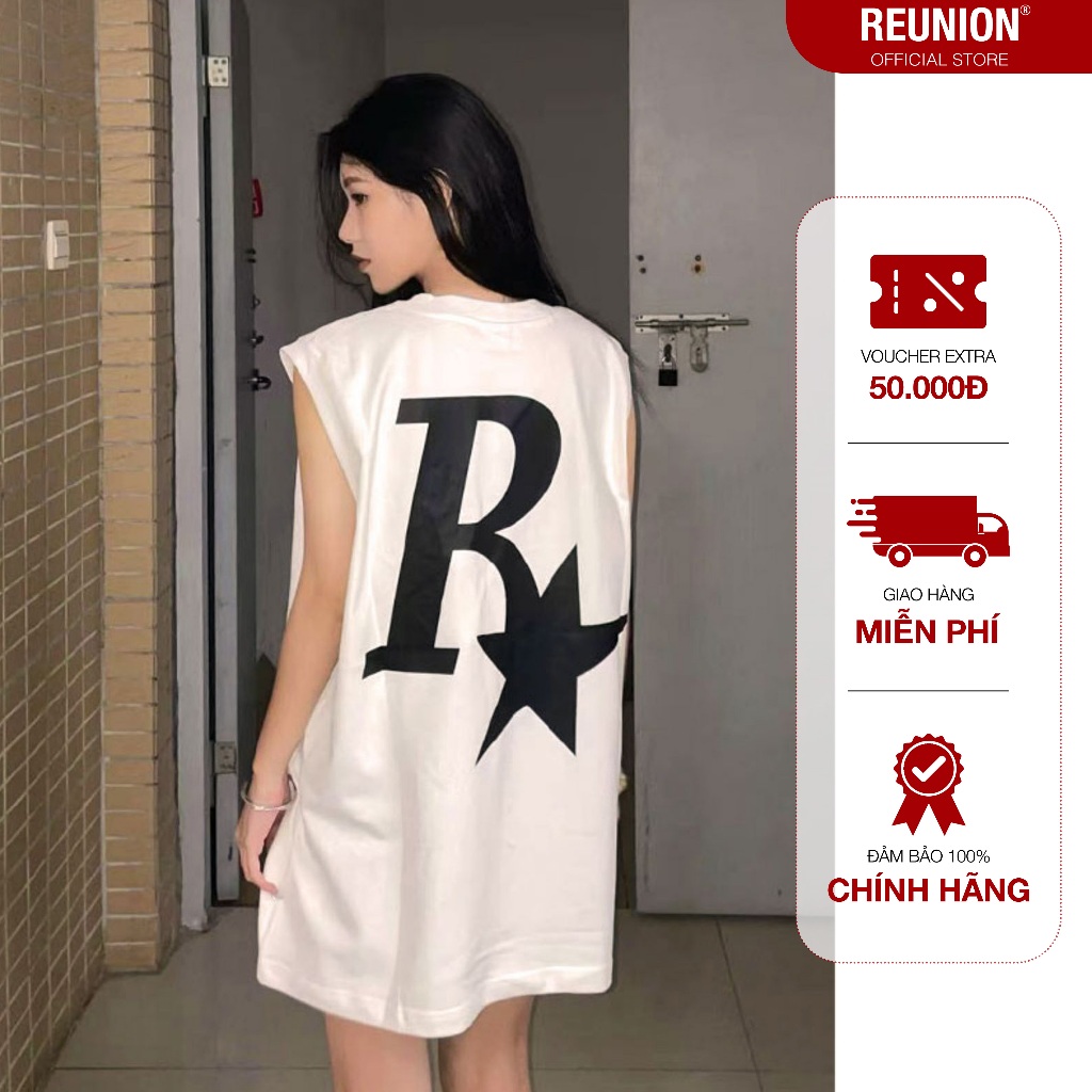 REUNION Áo Ba Lỗ Thể Thao In Họa Tiết RSTAR, Áo Tanktop Sát Nách Nam Nữ Cotton Cá Tính TT60