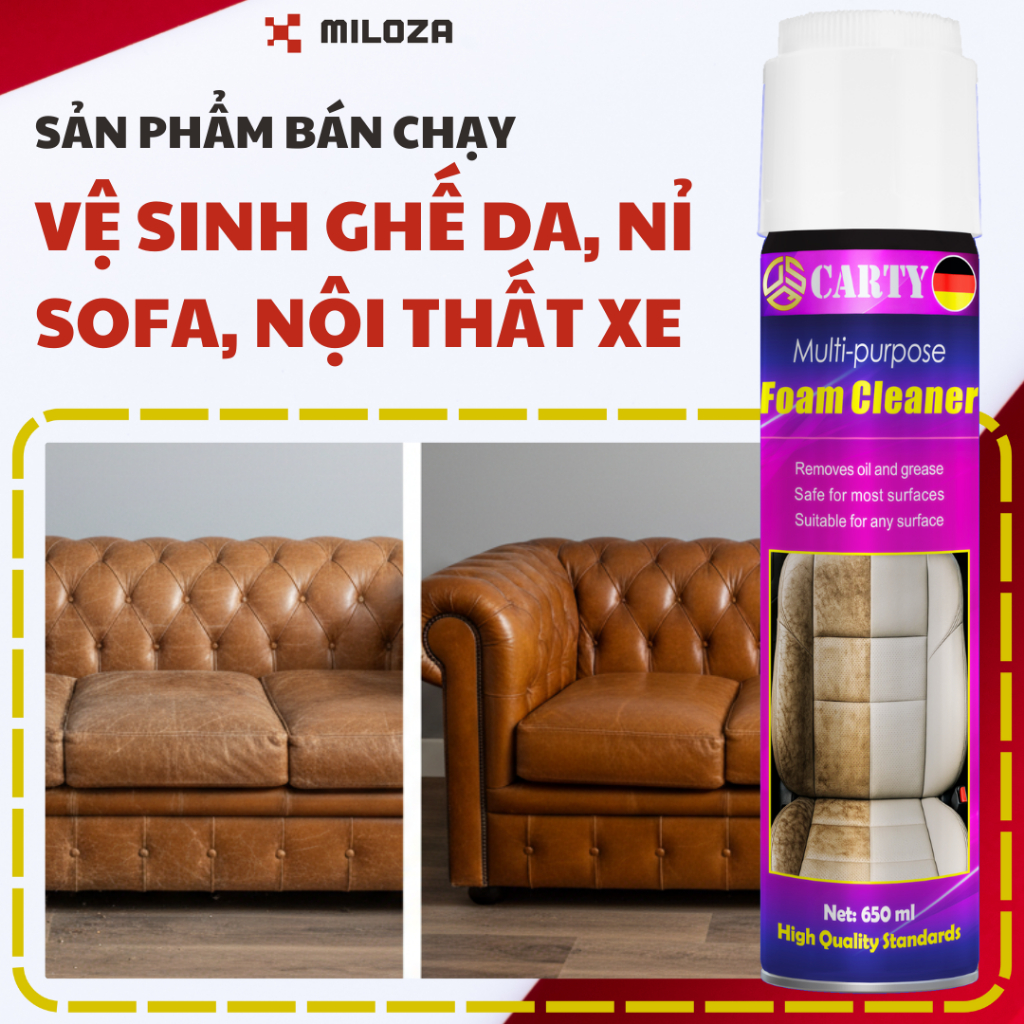 Nước Lau Ghế Da Sofa - Vệ Sinh Nội Thất Ô Tô - Vệ Sinh Da Ghế Ô Tô - Tẩy Sofa - Trắng Sạch Khử Mùi