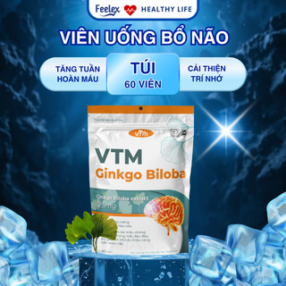  Viên uống bổ não VTM Ginkgo Biloba tăng cường tư duy cải thiện trí nhớ - túi 60 viên 