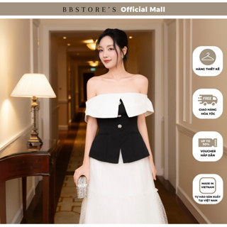  BBSTORE’S Áo Kiểu Peplum Trễ Vai Vạt Trắng Sang Trọng - A4024A 