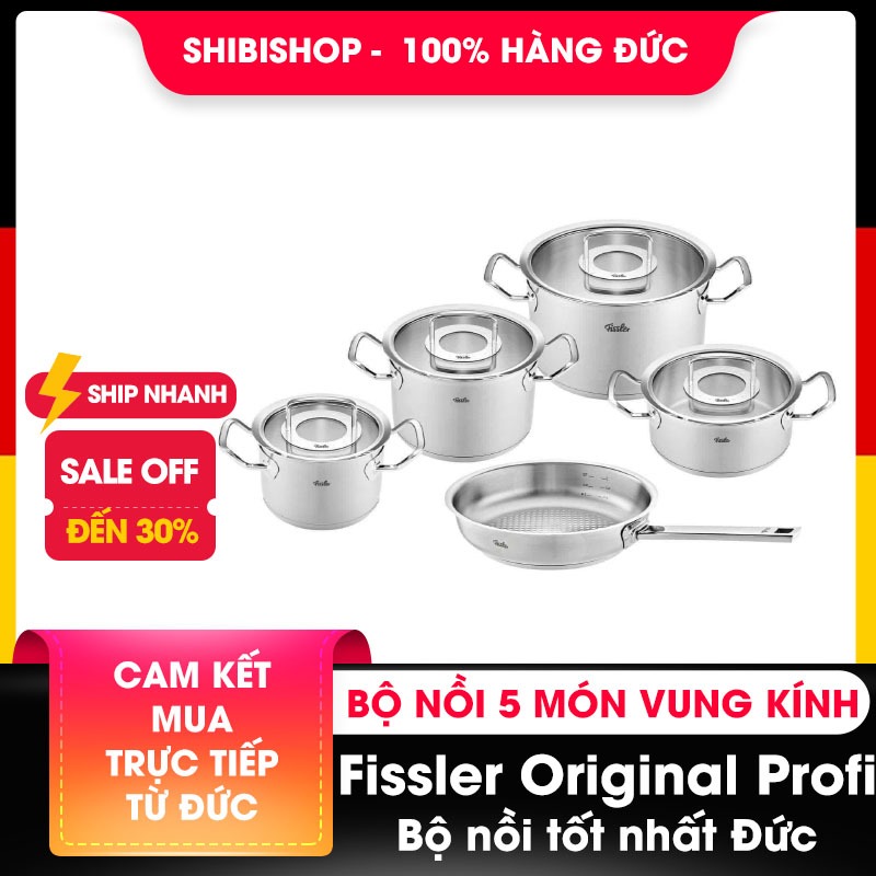 Bộ nồi Fissler Original Profi 5 món cao cấp (4 nồi, 1 chảo),sản xuất tại Đức, bộ nồi tốt nhất Đức