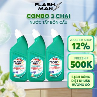 [COMBO 3 CHAI] Nước Tẩy Bồn Cầu Flashman 500g – Diệt Khuẩn 99.9% – Khử Mùi, Tẩy Sạch Vết Bẩn