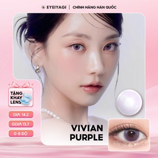 Kính áp tròng EYEIYAGI lens tím Vivian Purple cận 3 tháng độ cận 0-8 DIA 14.2mm