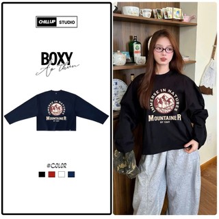  Áo Thun Tay Dài Form Boxy Rộng By CHILLUP STUDIO In Hình Mountaier Cool Ngầu-TC106 Cotton Co Giãn 4c Mềm Mịn 