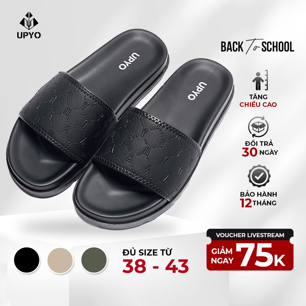 Dép Nam Nữ Quai Ngang UPYO Sand, Dép Lê Đế Cao Su Tăng Chiều Cao, Chống Trơn Trượt,BH 1năm-Sand-UD12 | BigBuy360 - bigbuy360.vn
