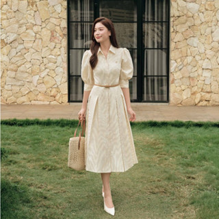  BEAUTEBYV -  KHÔNG KÈM THẮT LƯNG  Váy nữ chiết eo lưng chun phía sau Solea 