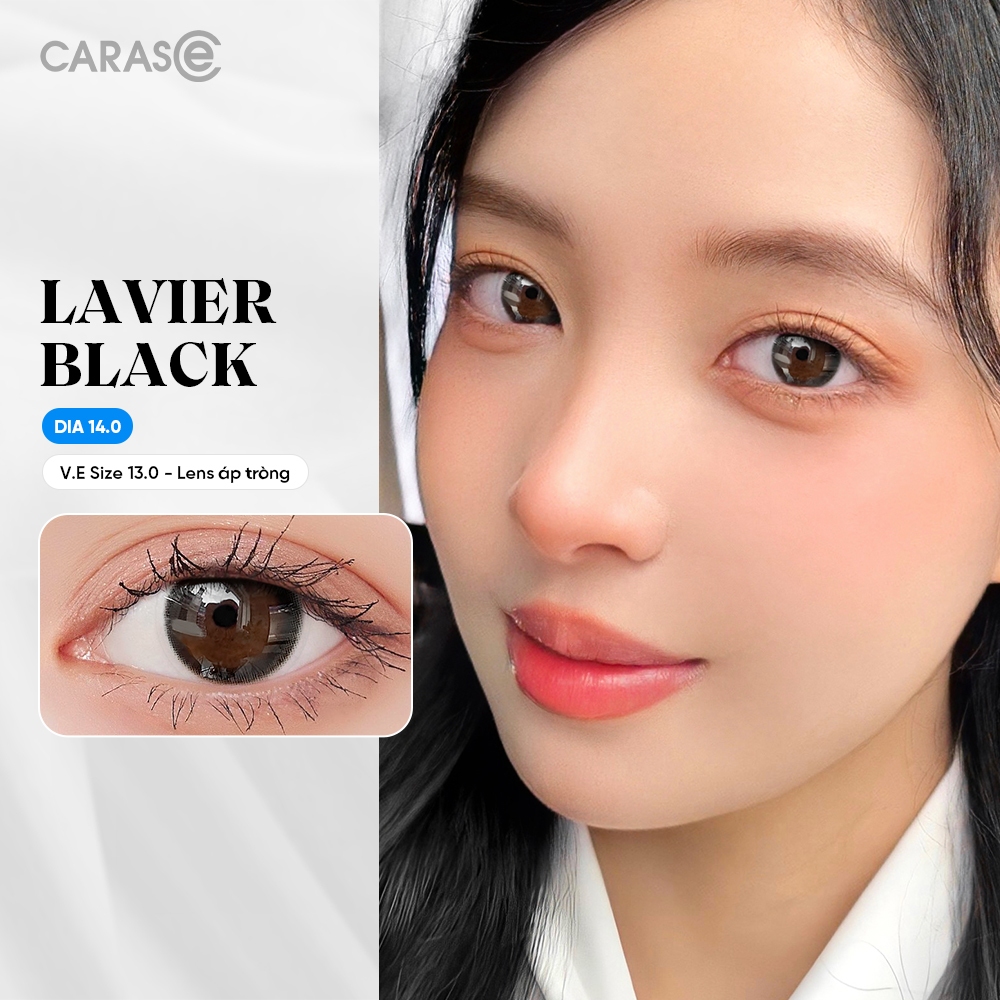 [1 chiếc] Kính áp tròng khoá ẩm 1 Ngày Màu Đen CARASE, Lens cận LAVIER BLACK