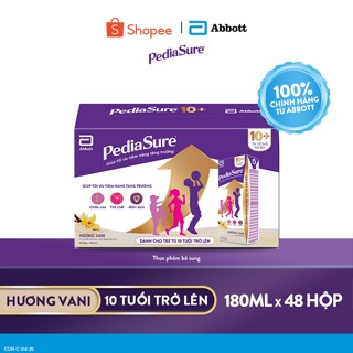   HANNAH LIVE  Thùng 48 Hộp Pediasure 10+ Cho Trẻ Từ 10 Tuổi 180ml Hộp 