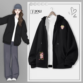  Áo Hoodie Zip Áo Khoác Nam Nữ Unisex By JOLI Mã Cute Melody Chất Nỉ Bông Form Rộng Mũ 2 Lớp J Joli Trendy 