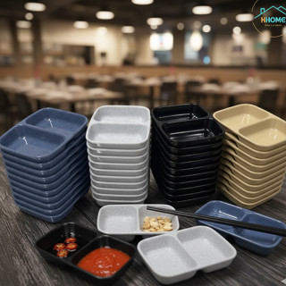 [Nhựa Cao Cấp] Bộ 10 Khay Nước Chấm 2 Ngăn Melamine (9 x 7cm) – HùngHome
