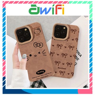  Ốp Lưng Iphone TPU Da Nâu Chống Sốc kitty bow 6 6splus 7 8 plus x xs 11 12 13 14 15 16 pro max plus promax- Awifi Y2-10 