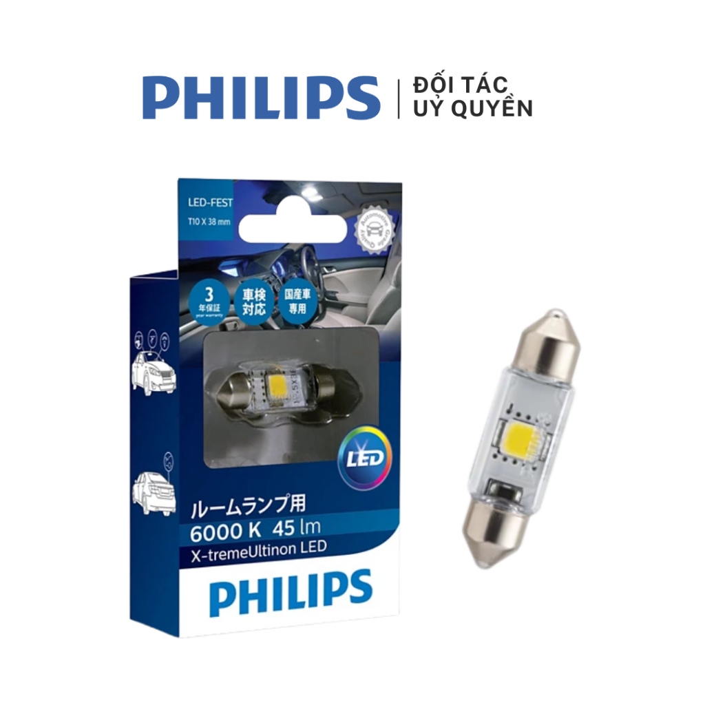 Bóng đèn nội thất xe hơi Philips X-tremeUltinon LED-FEST T10 38mm xuất xứ Đài Loan mã 129446000KX1
