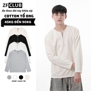 Áo Thun Nam ZONEF CLUB Dài Tay Phối Khóa Zip Basic, Chất Liệu Cotton Tổ Ong Thời Trang Nam Nữ TDZ
