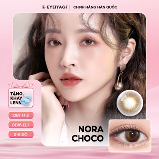 Kính áp tròng EYEIYAGI lens nâu chocolate Nora Choco giãn tròng 14.2mm, lens cận 3 tháng có lệch độ