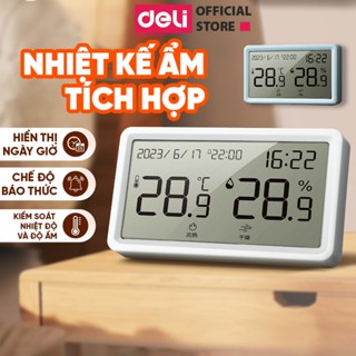  Đồng Hồ Báo Thức Tích Hợp Nhiệt Kế Deli đo nhiệt độ độ ẩm phòng ngủ cho bé chính xác 