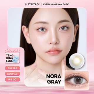 Kính áp tròng EYEIYAGI lens xám tây Nora Gray giãn tròng 14.2mm, lens cận 3 tháng có lệch độ (0-8)