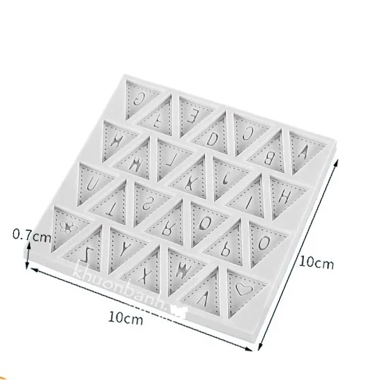 Khuôn silicon lá cờ tam giác có chữ sáng tạo