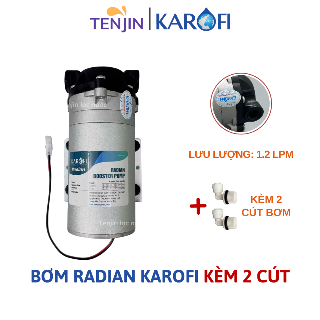 Bơm Tăng Áp 24V Radian Karofi Chính Hãng  Dùng Cho Máy Lọc Nước RO Có Tem Karofi Bảo Hành 12 Tháng