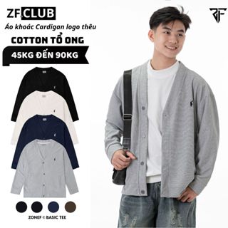  Áo Khoác Cardigan Thu Đông Thêu Ngựa ZONEF CLUB Phong Cách Hàn Quốc Chất Vải Cotton Tổ Ong Nam Nữ Unisex CAN 