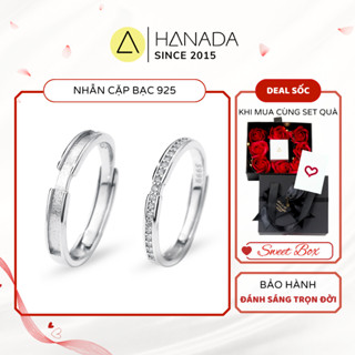 [QUÀ TẶNG 20/10] Nhẫn Cặp Bạc 925 Hanada Hàng Đá , Nhẫn Đôi Nam Nữ Quà Tặng, Mang hằng ngày 2371