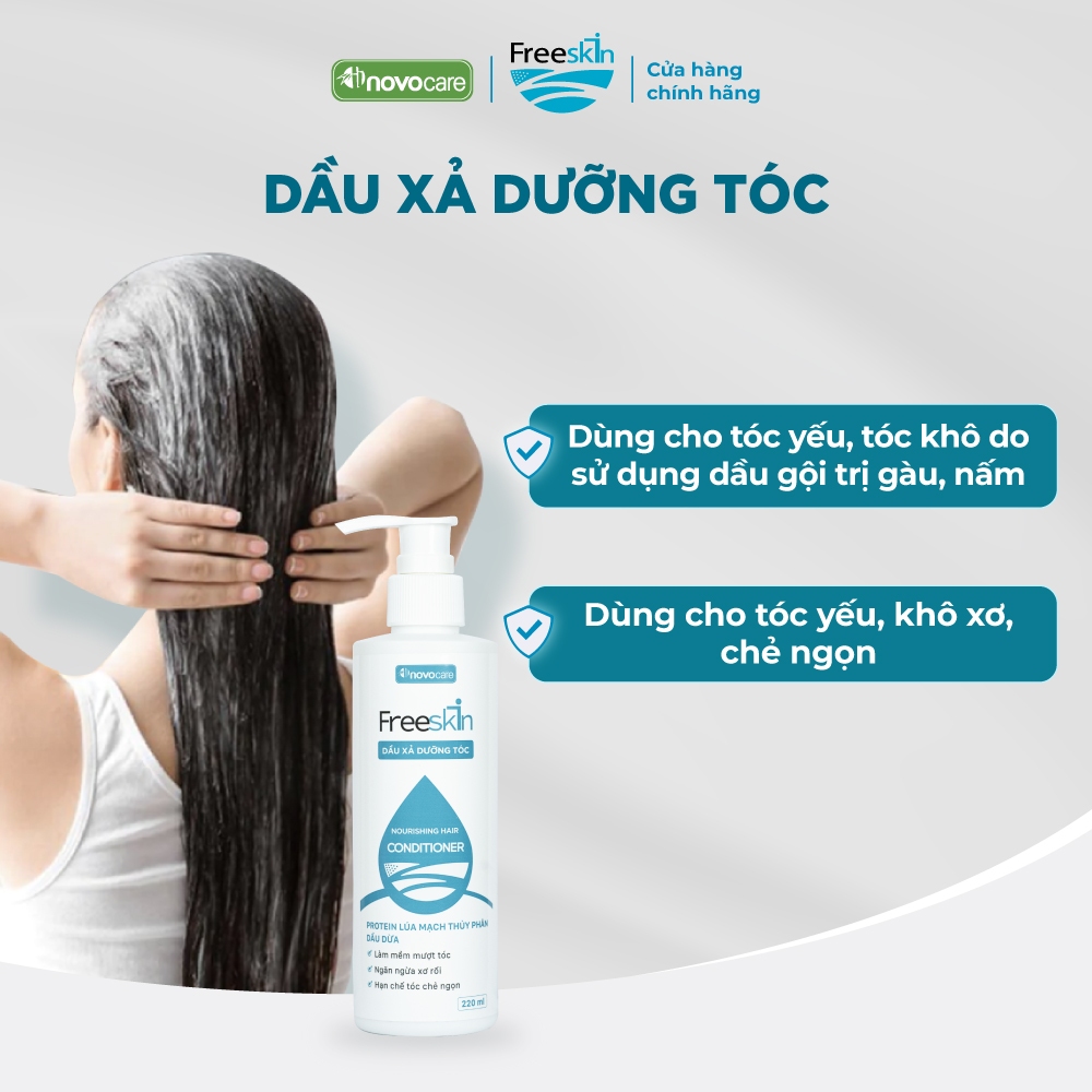 Dầu xả Novocare - Freeskin dùng cho tóc sử dụng dầu gội gàu ngứa, tóc khô xơ, chẻ ngọn 220ml