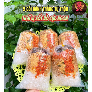 (Vị Cay Vừa) Set 5 Gói BÁNH TRÁNG TỰ TRỘN Ngũ Vị Có Sốt Bò Cực Ngon Ăn Vặt