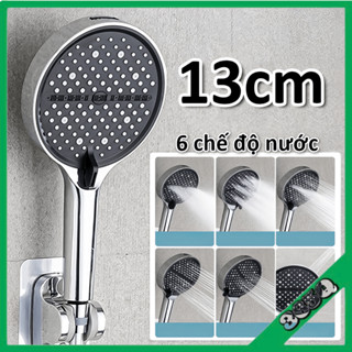 (Mẫu mới 2026) Bộ vòi sen tắm KÍCH THƯỚC LỚN 13cm, Vòi sen 6 chế độ kết hợp nút bắn vệ sinh, chất liệu nhựa ABS  cao cấp