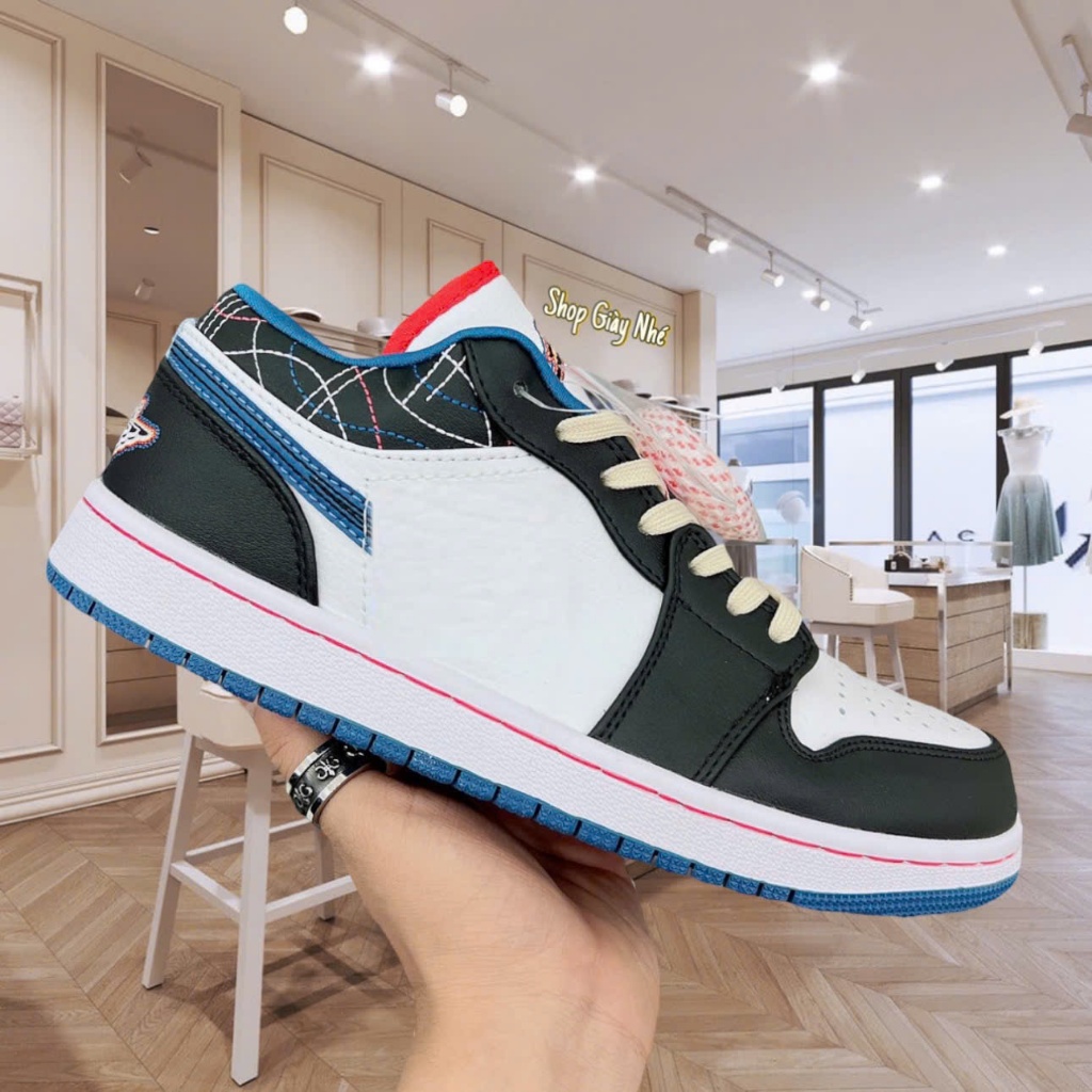 Giày Thể Thao JD1 Low Industrial Blue Sashiko. Giày Sneaker JD1 White Blue Sashiko Quality bản Luxur