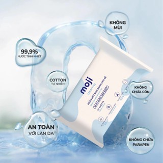  Quà tặng khăn giấy ướt cho bé Moji gói size mini 10 tờ cao cấp không mùi không cồn 