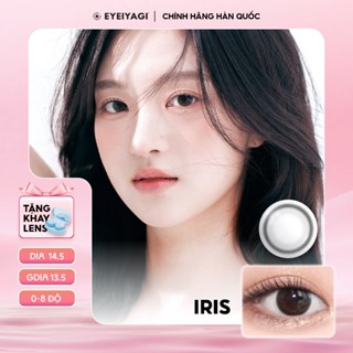 Kính áp tròng EYEIYAGI lens xám trầm Iris giãn tròng 14.5mm, lens cận 3 tháng có lệch độ (0-8)