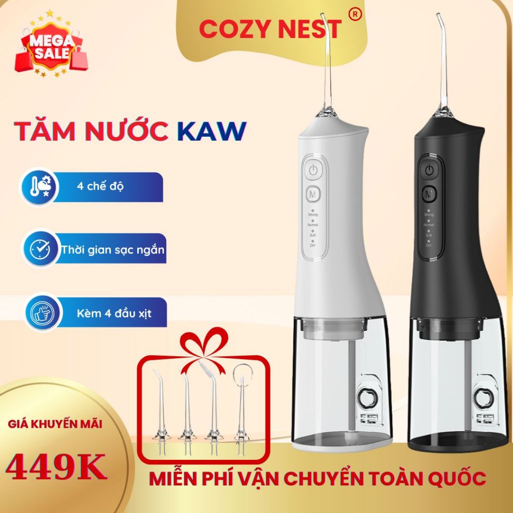 Máy Tăm Nước Cầm Tay KAW 386I Vệ Sinh Răng Miệng, Làm Sạch Sâu, Loại Bỏ Các Mảng Bám Kẽ Răng