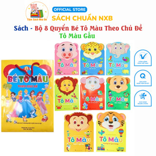 Sách - Bộ 8 Quyển Bé Tô Màu Theo Chủ Đề - Túi 8 Quyển Tô Màu Gấu phát triển sự sáng tạo cho bé