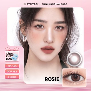 Kính áp tròng EYEIYAGI lens nâu ánh hồng Rosie giãn tròng to 14.5mm, lens cận 3 tháng (0-8 độ)