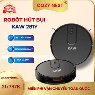 Robot Hút Bụi Lau Nhà KAW - Hàng Chính Hãng, Tự Sạc Điện, Cảm Biến Chống Rơi, APP Tiếng Việt