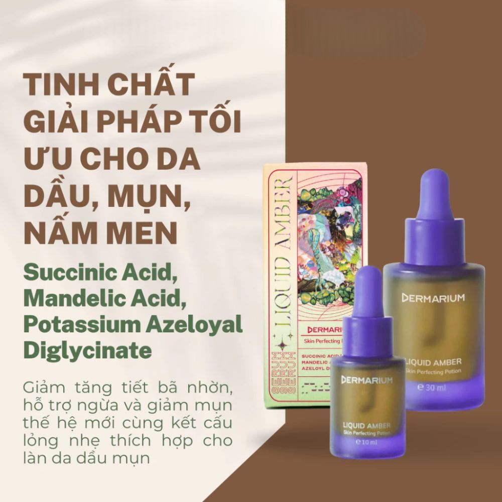 Ảnh 5 của Serum Dermarium Liquid Amber tinh chất kiềm dầu, giảm viêm, hạn chế thâm mụn 10ml, 30ml
