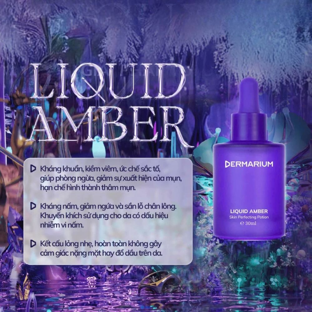 Ảnh 4 của Serum Dermarium Liquid Amber tinh chất kiềm dầu, giảm viêm, hạn chế thâm mụn 10ml, 30ml