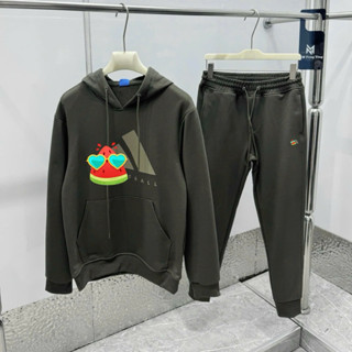  Đồ bộ nam dài tay thu đông PB dập logo 3 sọc tam giác chữ cao su nổi ngực áo mũ hoodie boy phố BD61P 