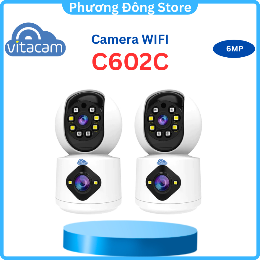 Camera IP wifi Vitacam 2 mắt trong nhà C602C-6M, Đàm thoại 2 chiều