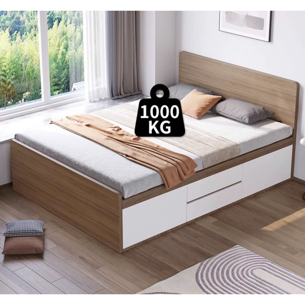 Giường Ngủ Gỗ MDF Có 4 Hộc Kéo – Giường Ngăn Kéo, Cao 40cm | BigBuy360 - bigbuy360.vn