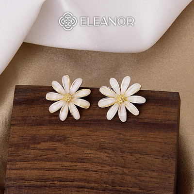 Bông tai nữ chuôi bạc 925 Eleanor Accessories hình hoa đính đá phụ kiện trang sức khuyên tai 10581