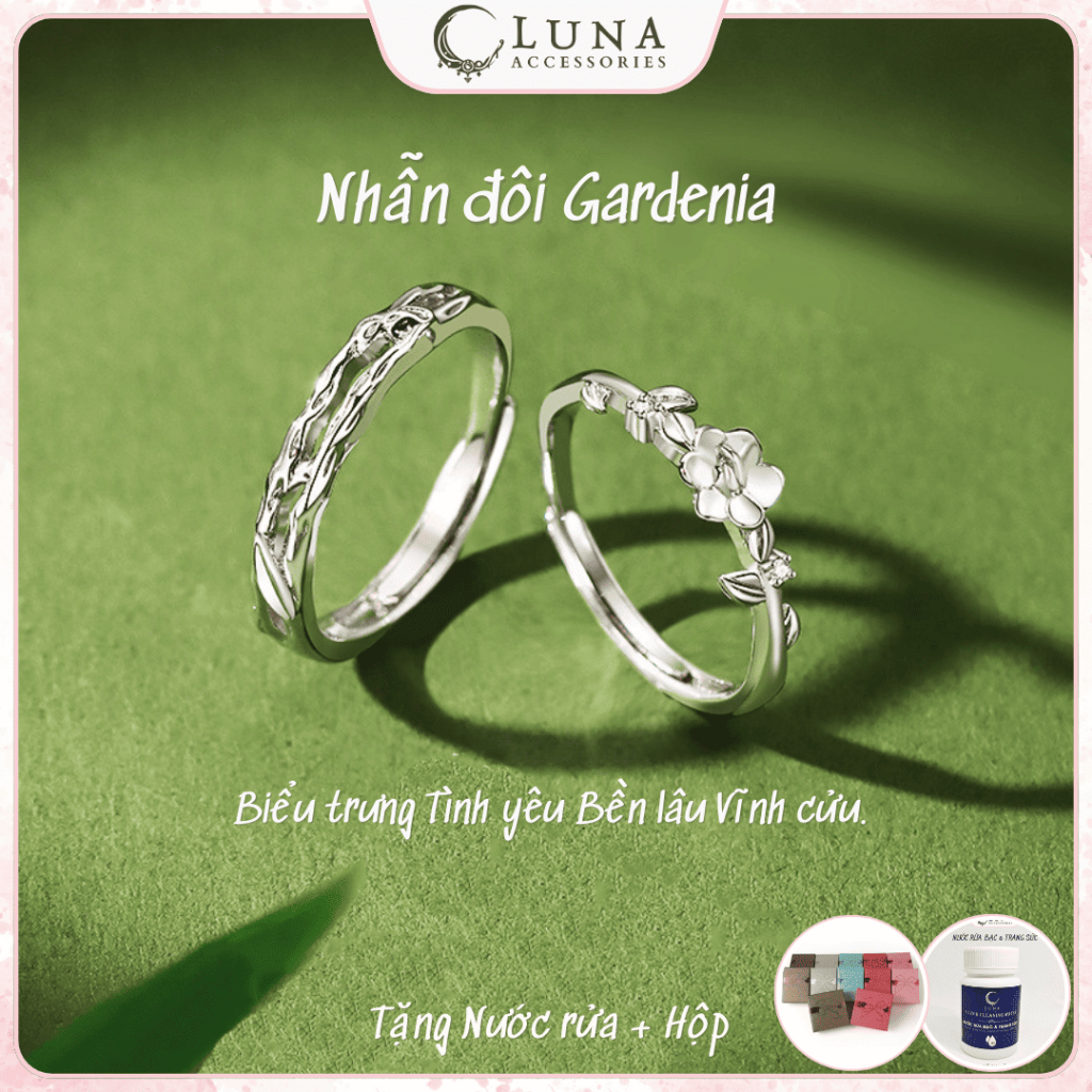 💍 [Tặng Hộp Trang Sức] Cặp Nhẫn Đôi Gardenia – Gardenia Couple Ring Lãng Mạn | Tình yêu vĩnh cửu