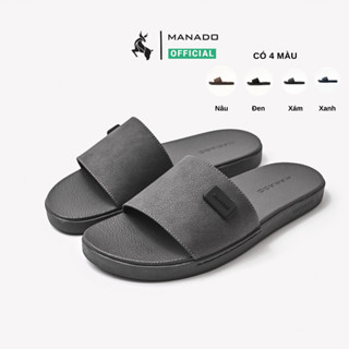 Dép nam MANADO Mã MND30-Dép quai ngang da nubuck cao cấp, đế cao su, quai khâu chắc chắn, fullbox (hộp đẹp) - BH 6 tháng