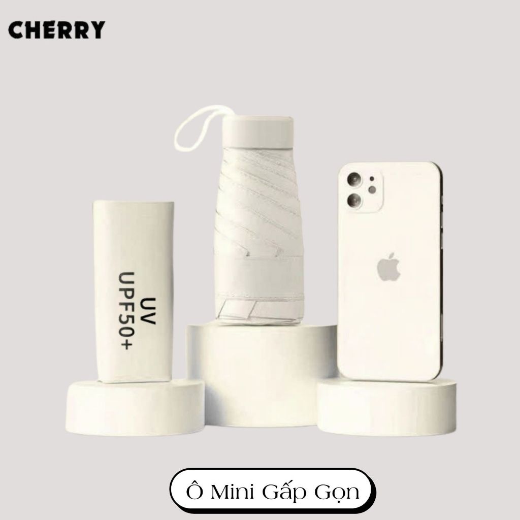 Ô gấp gọn mini bỏ túi, ô dù che mưa che nắng nhỏ gọn tiện lợi khung hợp kim chắc chắn - Cherry shop