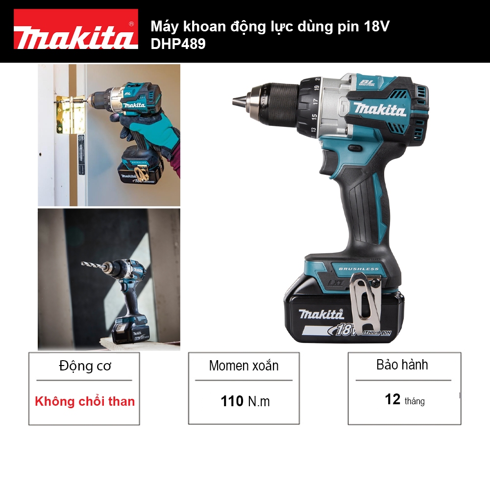 Máy khoan động lực dùng pin 18V Makita DHP489 | Makita Việt Nam