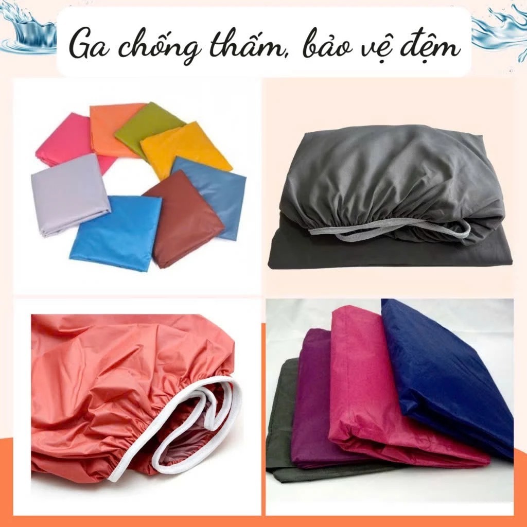 Ga chống thấm bọc nệm trơn màu nhiều kích thước, Bọc đệm chống thấm nước