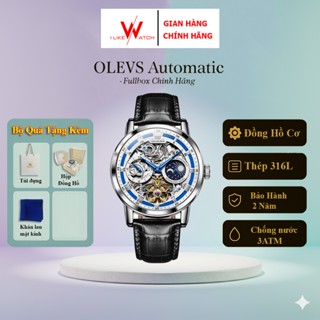Đồng hồ Olevs automatic nam lộ máy cơ cao cấp size 44m,Đồng hồ dây da nam đeo tay chống nước