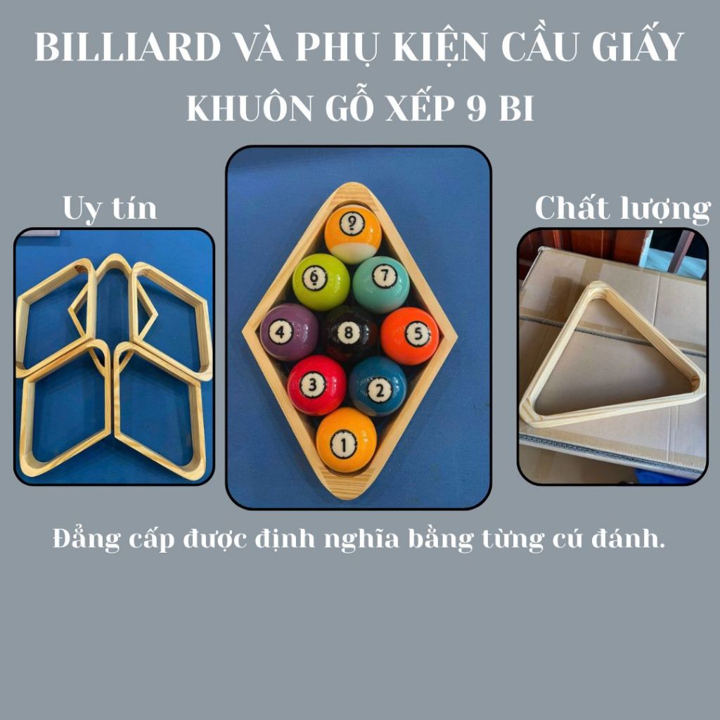 Khuôn gỗ xếp bida 9 bi - Khuôn xếp Bi-a 9 bi - Chất liệu gỗ giá tận xưởng - Khuôn xếp bóng 9 bi - Kh