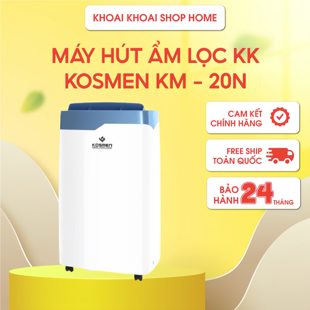 Máy Hút Ẩm Dân Dụng Kosmen KM-20N , Hút Ẩm Công Suất 80m2 - Hàng Chính Hãng BH 24 Tháng