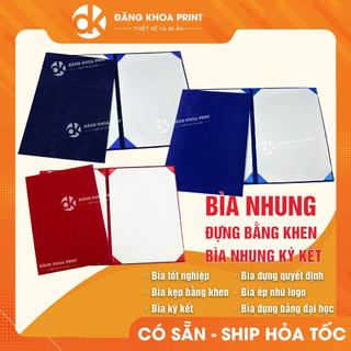  Bìa nhung kẹp chứng chỉ - Bìa nhung trình ký - Bìa nhung đựng giấy khen bằng khen. Có nhận ép nhũ logo theo yêu cầu 